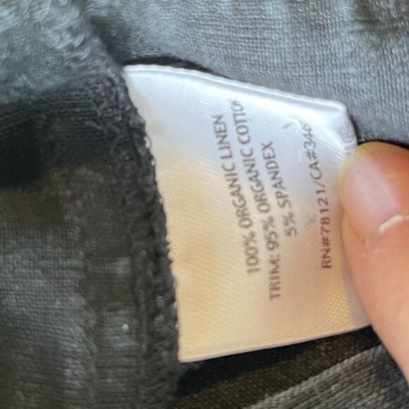 New Eileen Fisher black linen Capri cropped cargo pants wide leg - Picture 4 of 4